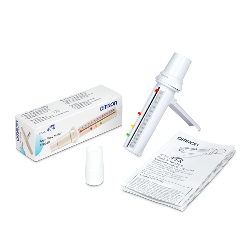 White PeakAir Peak Flow Meter unit with box and instruction manual