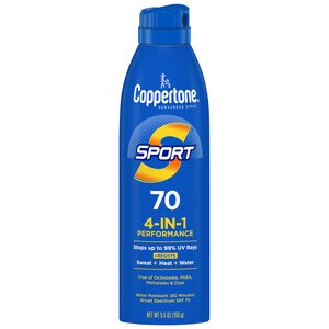 Coppertone Sport Broad Spectrum Sunscreen Spray - blue bottle 4-in-1 Performance