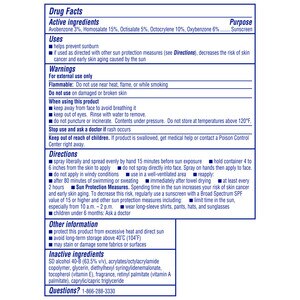 Drug Facts label of Coppertone Sport Broad Spectrum Sunscreen Spray