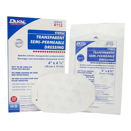 Transparent Film Dressing Dukal™ 4 X 4-3/4 Inch Sterile 50/bx