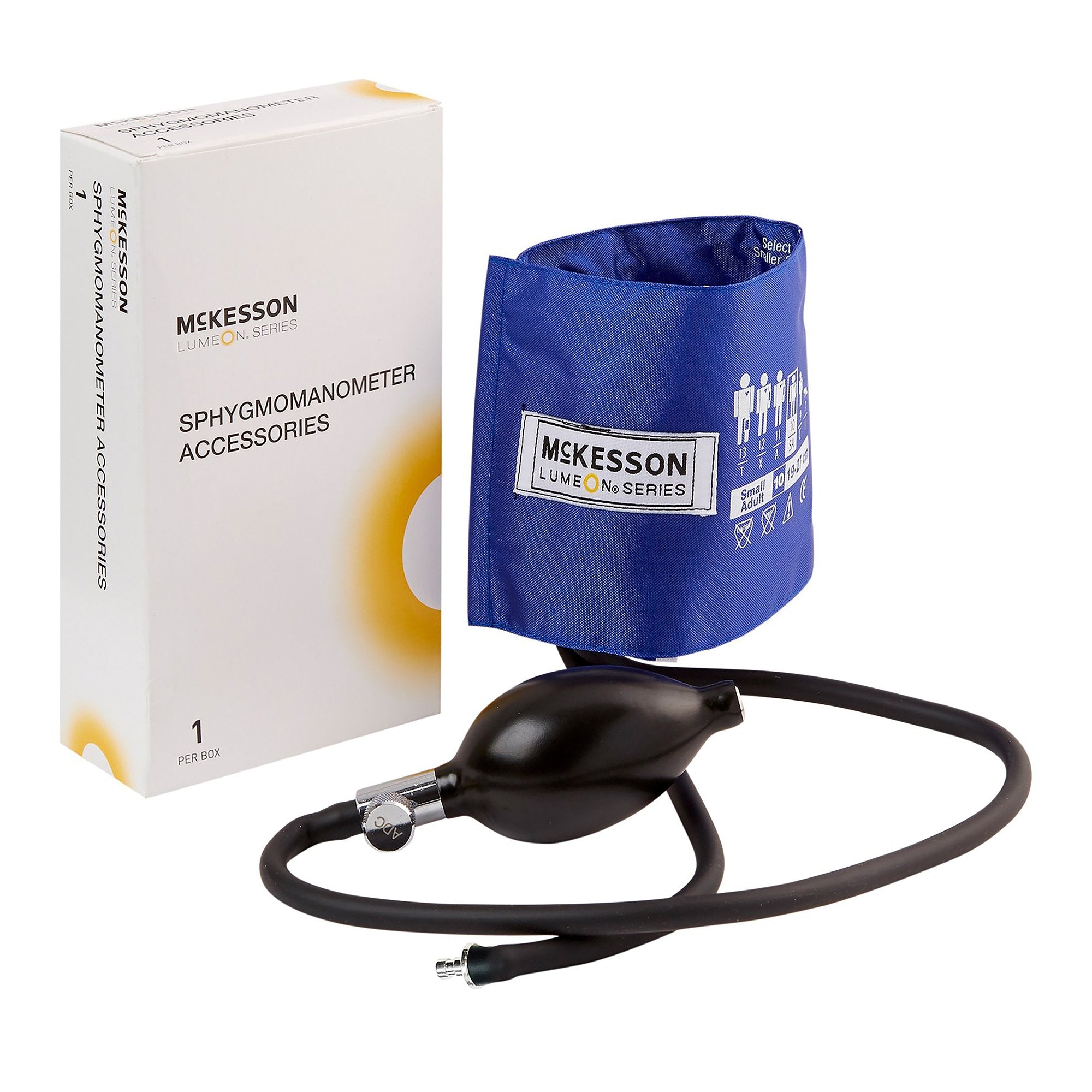Reusable Blood Pressure Cuff and Bulb McKesson LUMEON™ 19 to 27 cm Arm Nylon Cuff Small Adult Cuff