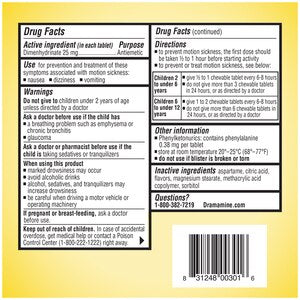 Dramamine Chewable Motion Sickness Relief for Kids, Grape, 8 CT