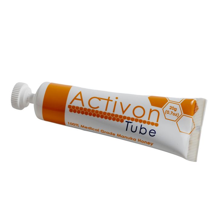 Close up of the Activon Honey Tube