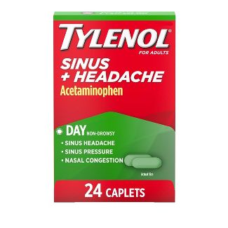 Tylenol Sinus + Headache 24 caplets Non Drowsy for Sinus Headache, Sinus Pressure, Nasal Congestion