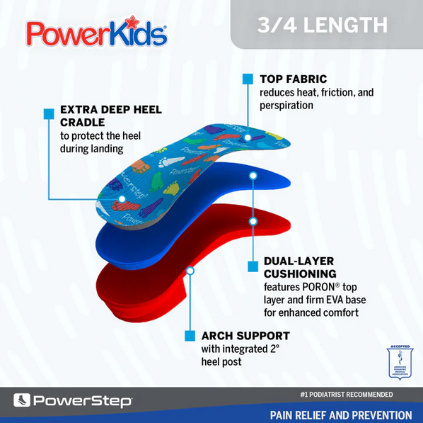 PowerStep Pinnacle Junior 3/4 Insoles
