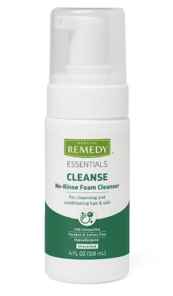 Rinse-Free Cleanser Medline Remedy Essential Foaming 4 oz. Pump Bottle Unscented