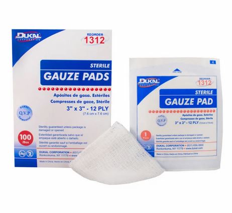 Gauze Sponge 12-Ply Sterile 3"x3" 100/Bx