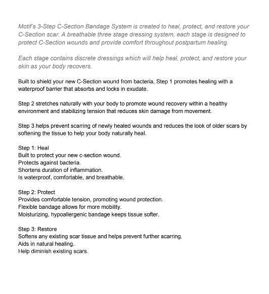 Motif Medical C Section Bandage System Stages 1,2,3