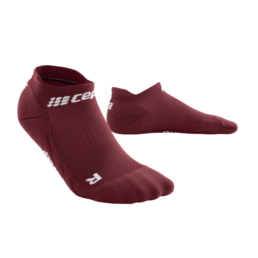 Dark red with white logo CEP No Show Compression Socks