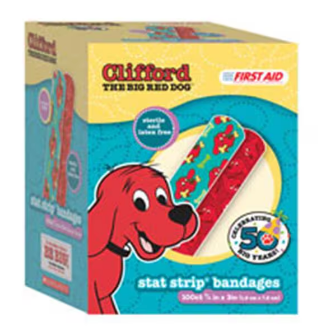 Bandage Adhesive Coating 3/4x3" Clifford the Big Red Dog 100/Bx