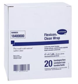 Flexicon Clean Wrap Gauze Bandage Polyester/Elastic 4"x4.1yd Non-Sterile 20/Bx