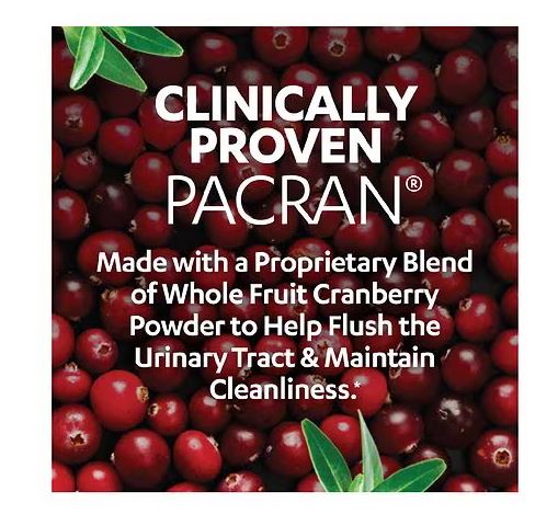 Azo Cranberry Caplets Clinically Proven Pacran - made with a proprietary blend of whole fruit cranberry powder to help flush the urinary tract & maintain cleanliness