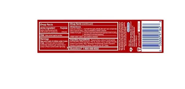 Colgate Optic White Whitening Toothpaste drug facts label - back of box