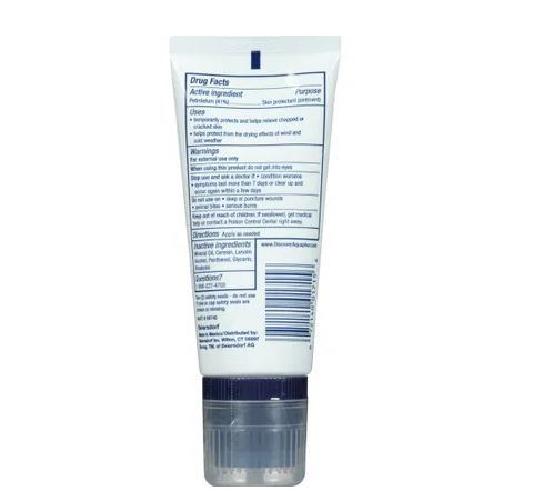Aquaphor Healing Ointment Petrolatum Drug Facts Label - back of 3oz tube
