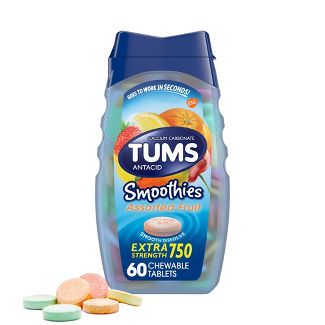 Tums Smoothies Antacid Chewable Tablets 750mg Assorted Fruit