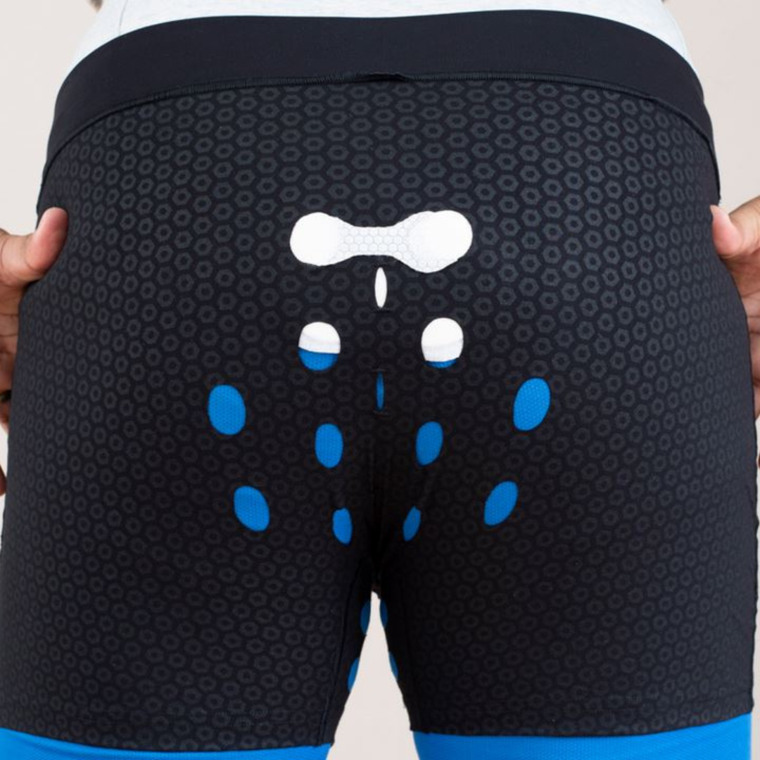 Man wearing HidraWear Boxer Briefs For Men view from the back showing the ventilated area where HidraWear Dressing is placed