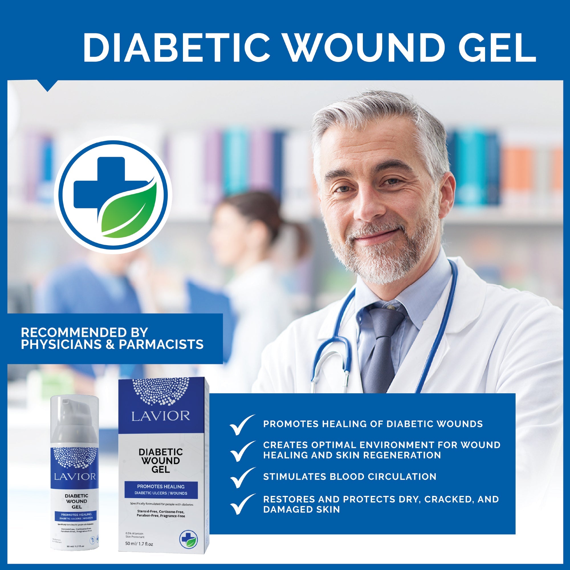 Diabetic Wound Gel 1.7 oz Airless Bottle