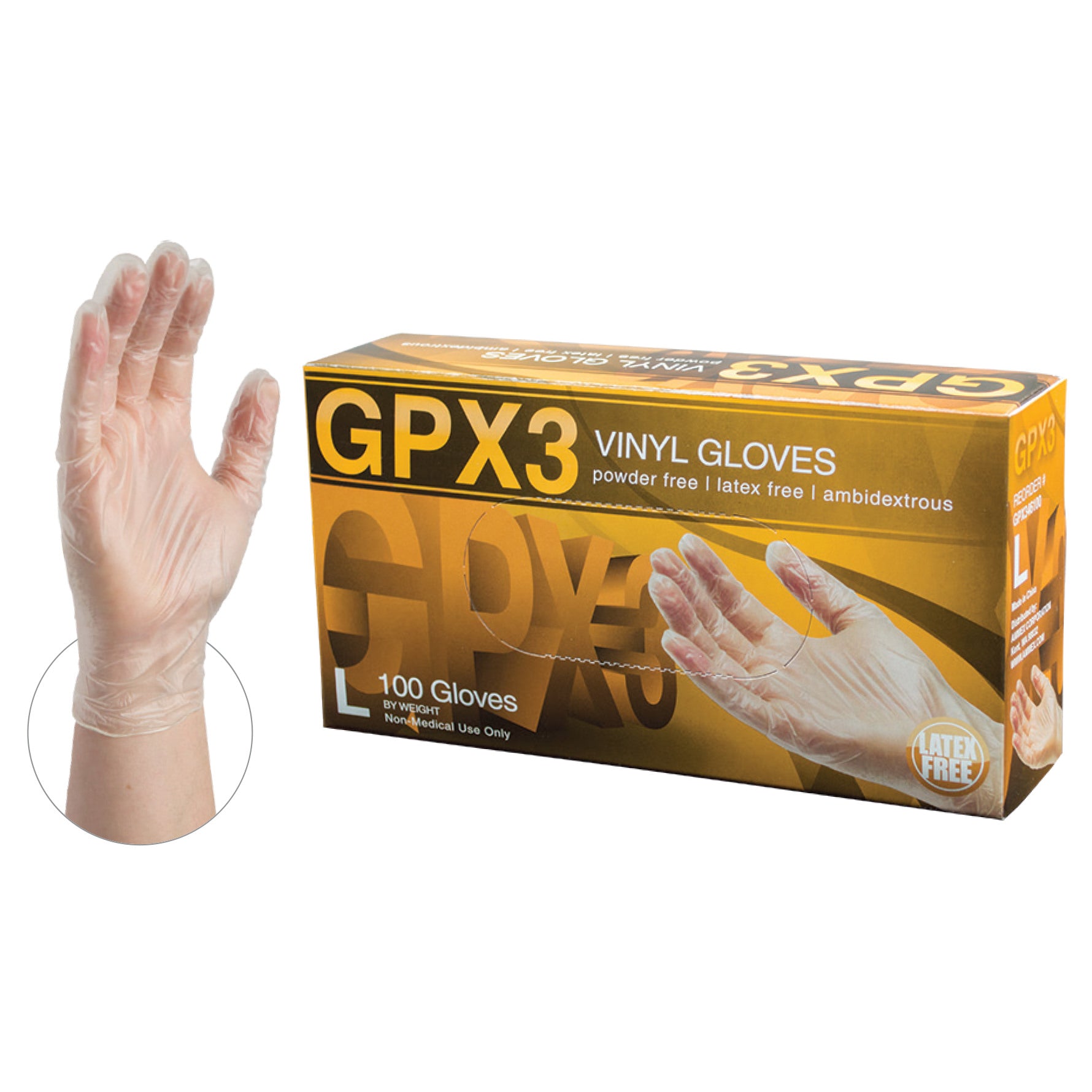 Ammex Industrial Grade Clear Vinyl Gloves