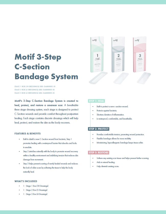 Motif Medical C Section Bandage System Stages 1,2,3