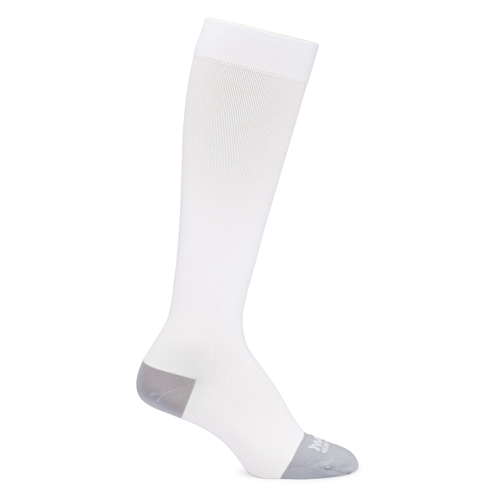 White tall sock with grey toe and heel caps-Motif Medical Gradient Maternity Compression Socks