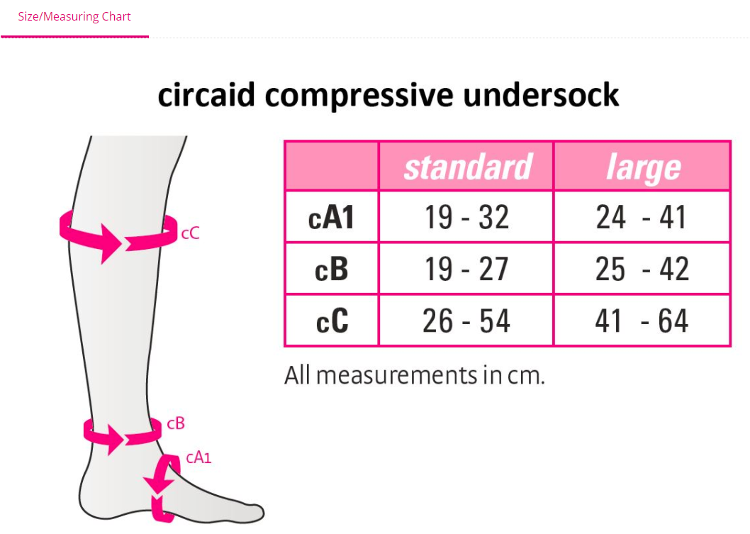 Circaid Juxtafit Lower Leg Sizing Chart